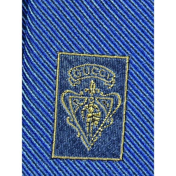 Gucci Men’s Blue Striped 100% Silk Necktie 59″ × 3.75″ Luxury Tie Italian Silk - Picture 5 of 9